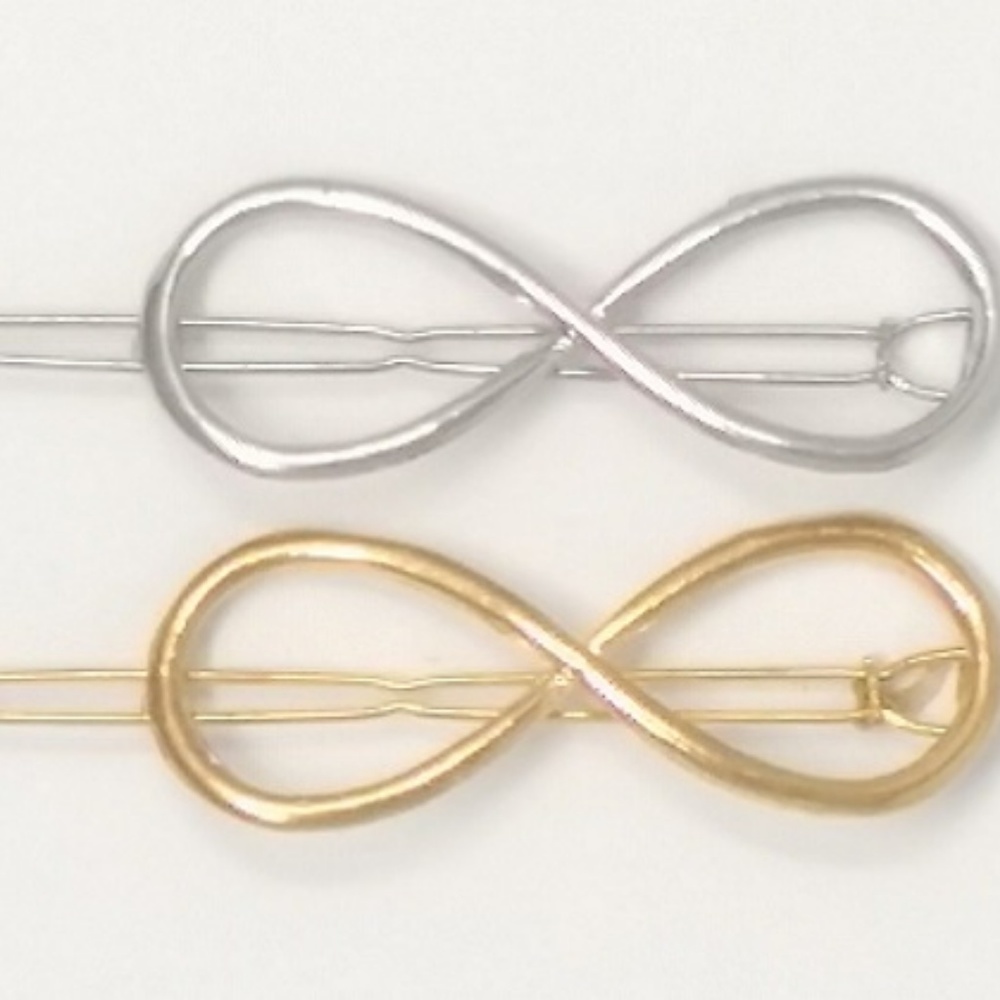 1 gold and 1 silver infinity shaped metal hair pin